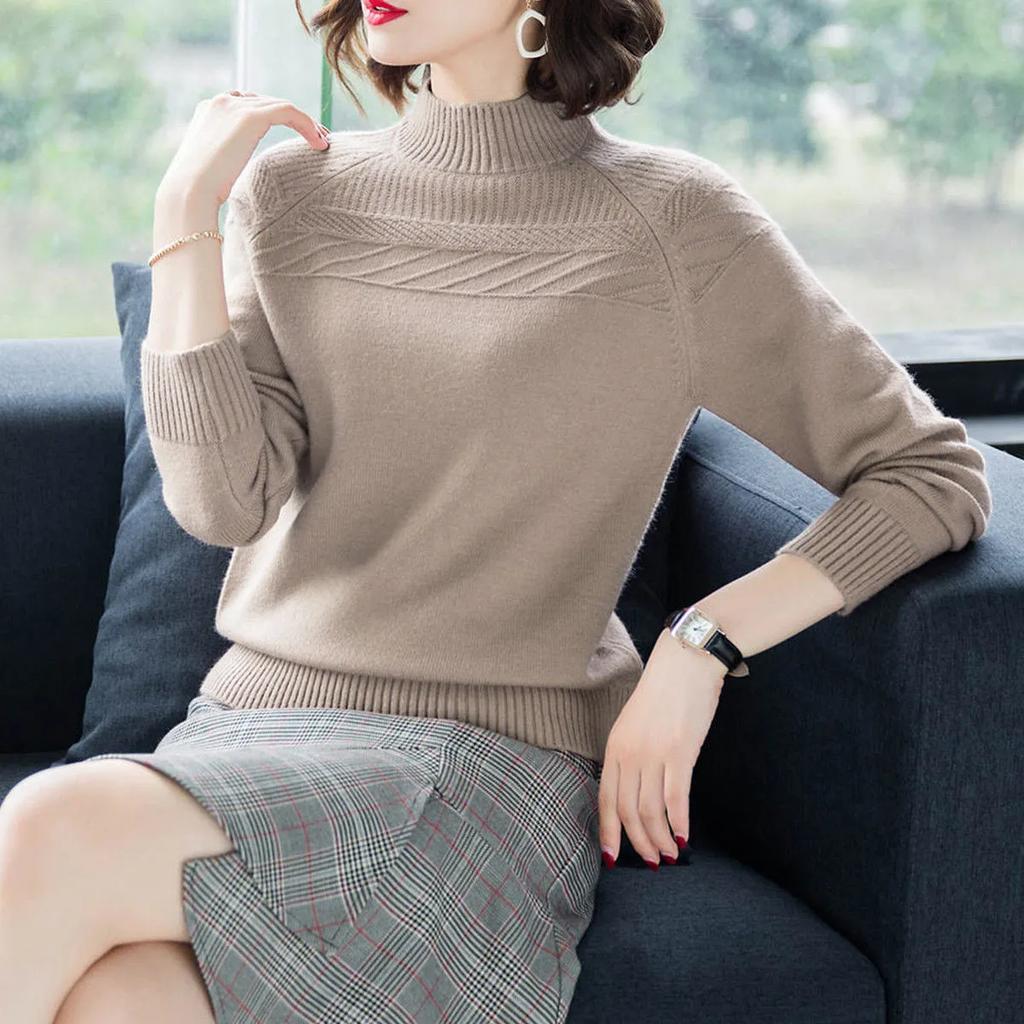 Женские свитера модные осенне-зимние мягкие свитера с длинным рукавом для женщин толстые свободные эластичные водолазки пуловеры вязаный топ