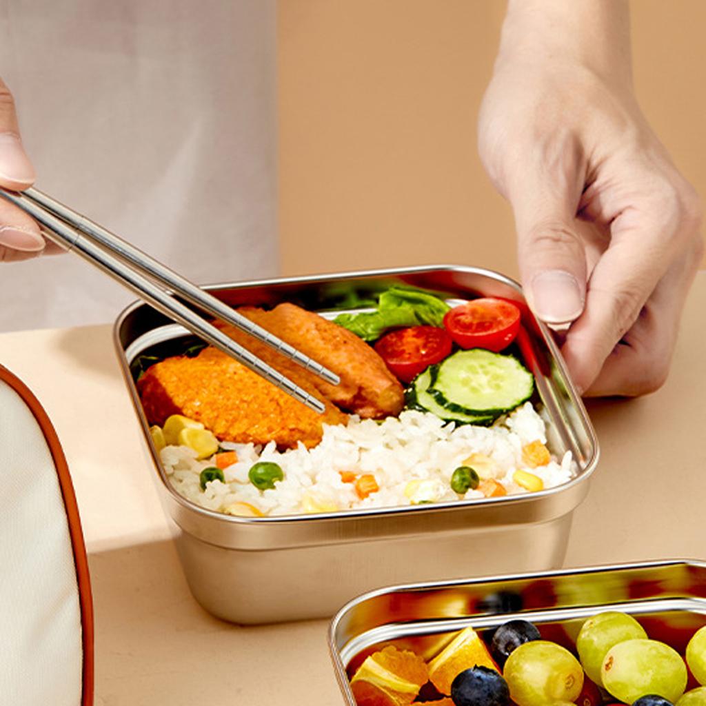 1pcs Stainless Steel Sandwich Box 20oz Reusable Lunch Container with Lid for Food Storage Snacks Fruits