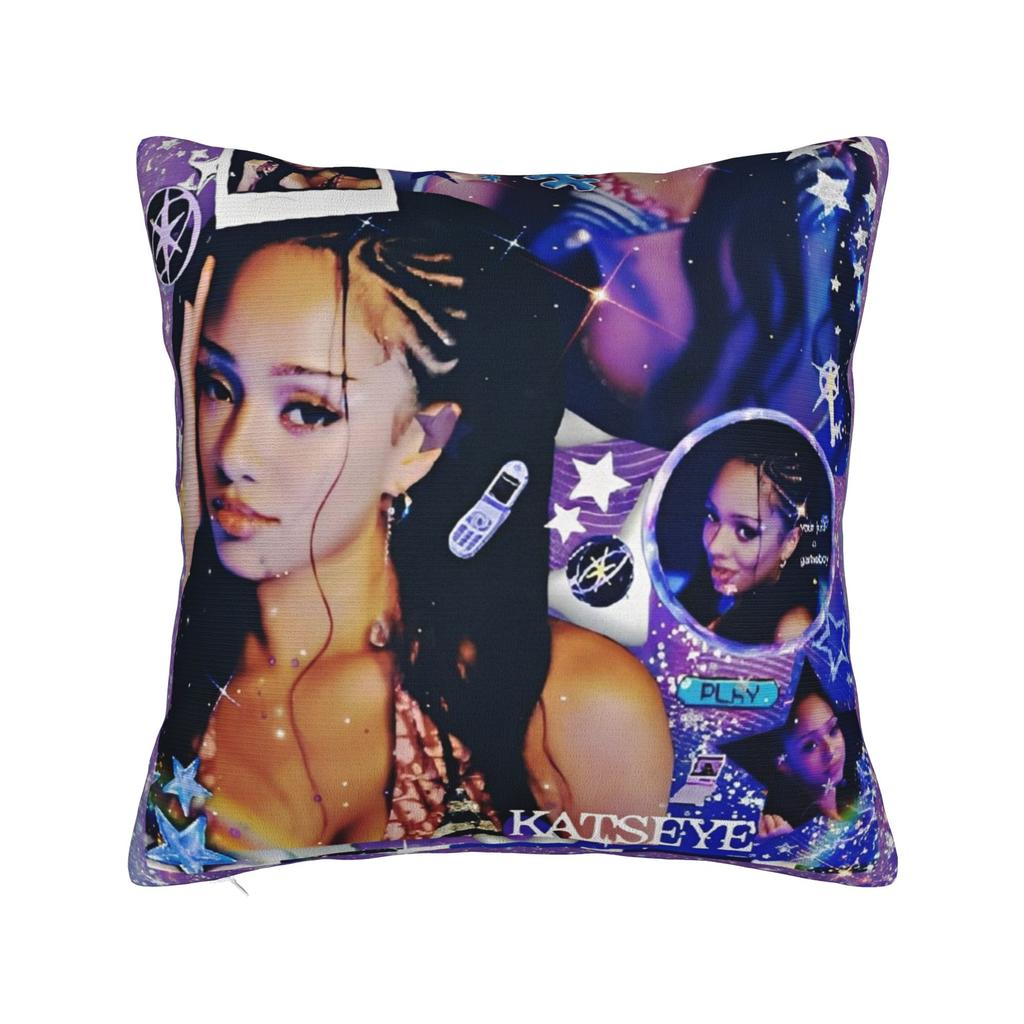 Katseye Merch Sad Square Pillow Case Polyester Cushions For Sofa Pop Music 45*45Cm Cushion Covers