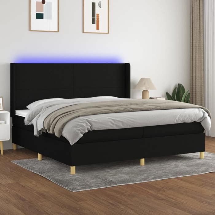 Maison Exclusive - Sommier à lattes de lit matelas et LED Noir 200x200 cm Tissu