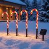 Christmas Yard Stakes 4Pcs Solar Candy Cane Pathway Lights, Outdoor Stake Waterproof Decorations for Garden Lights Lawn Patio Holiday