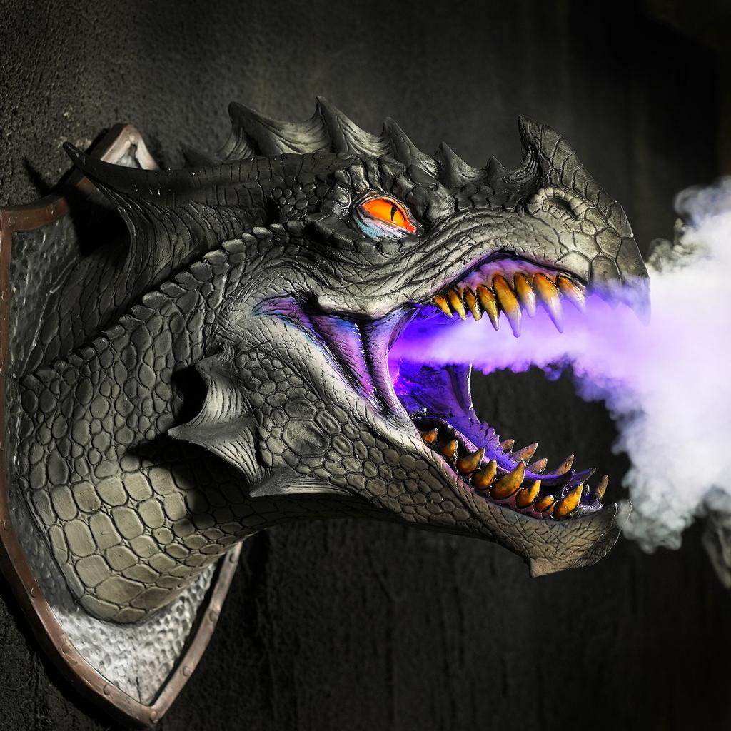 Sprayer LED Dragon Head Hanging Lamp Lantern Wall Lamp Resin Dinosaur Crafts Halloween Decoration Pendent Lamp