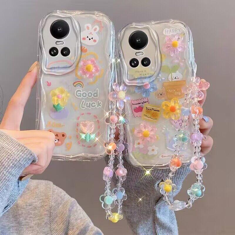 3D Чехол с цветами и животными для Samsung Galaxy S25 S24 S23 S22 S21 Plus Ultra S20 S21 S24 FE A54 A15 S23+ S24FE 5G Чехол с цепочкой