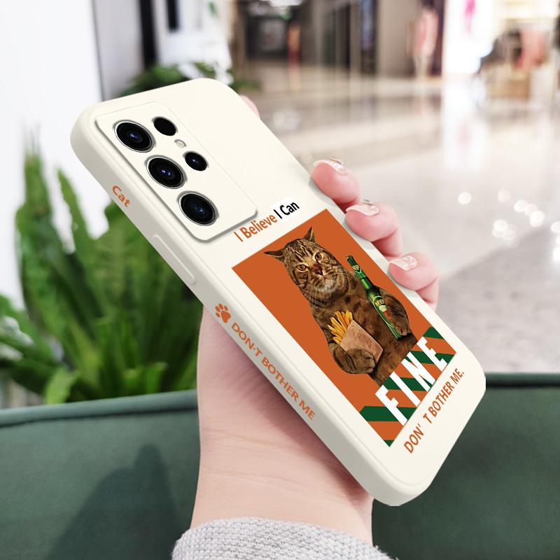 Чехол для телефона "Пивной Кот" для Samsung Galaxy S25FE S24 S23 S22 S21 S20 S10 S10E Ultra Plus FE Note 20 Ultra 10 Plus