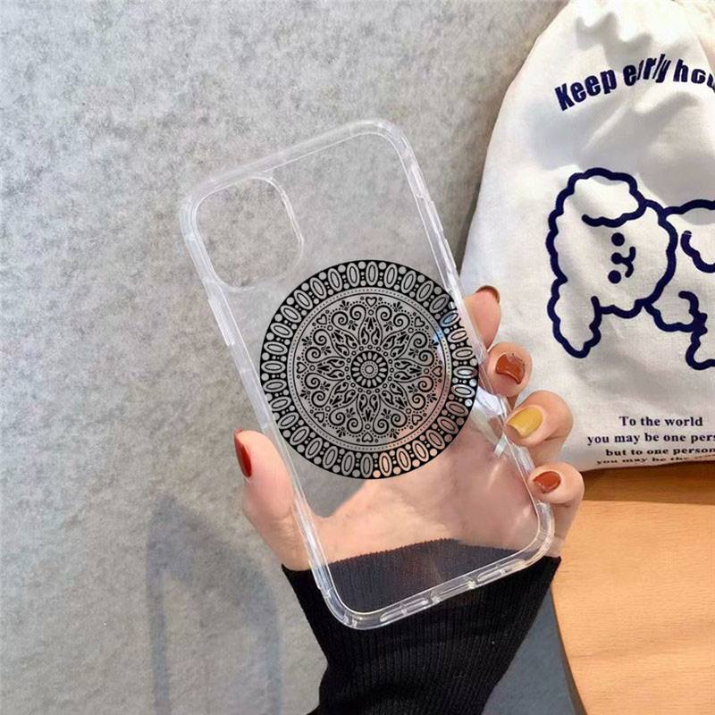 Чехол для телефона с изображением цветов мандалы art line, прозрачный мягкий чехол для iphone 12 11 13 7 8 6 s plus x xs xr pro max mini