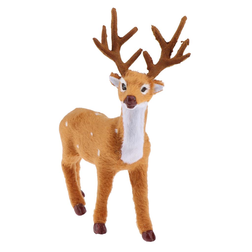 Deer Toy Figurine Fabric Simulation Animal Sculpture Christmas Reindeer Decoration Outdoor Garden Statue for Home Decor
