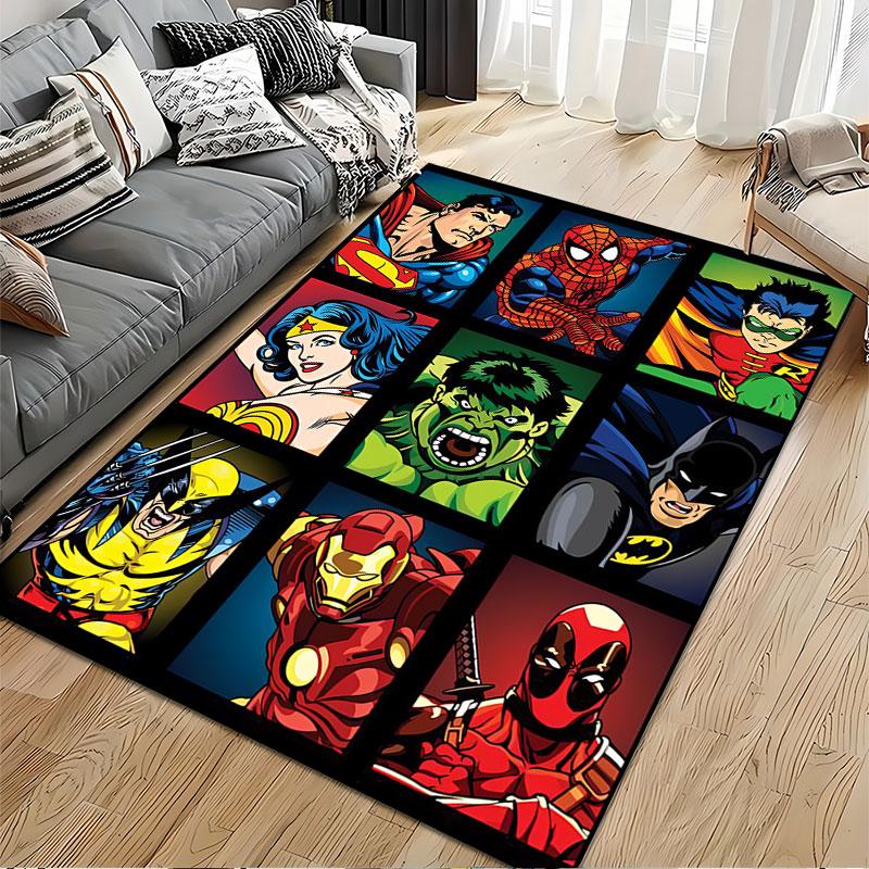 Superhero Comic Style Carpet suitable as a non-slip mat for the living room or bedroom sofa
