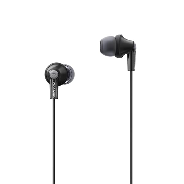 Panasonic Canal-Type Wired Earphones with Microphone RP-HJE150M-K Black