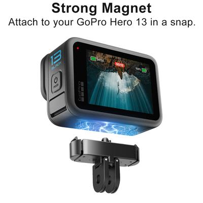 Металлическое магнитное крепление быстрого снятия для GoPro Hero 13 Адаптер крепления защелкой с отверстием под винт 1/4 для аксессуаров Go Pro Hero13 Black
