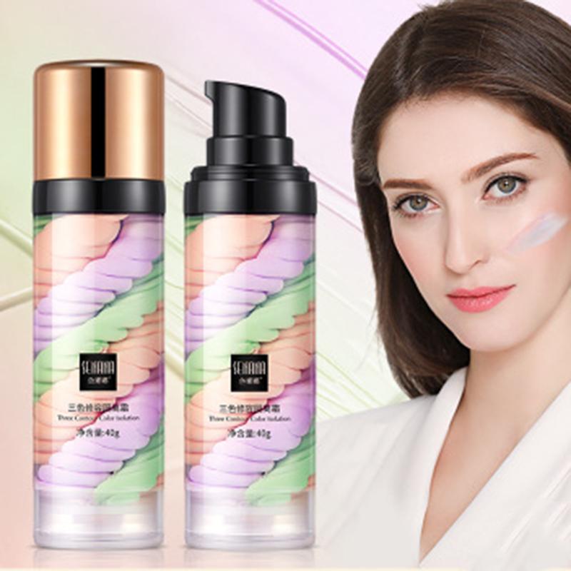 3 Color Isolation Cream Face Makeup Base Cream 40g Lasting Moisturizing Waterproof Oil-controlling Delicate Moisturizing and Brightening Skin Tone