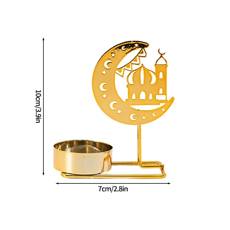 Metal Candle Holder Islamic Muslim Party Decor Eid Mubarak Candle Sticks Dinner Table Ornaments Ramadan Kareem Decorations