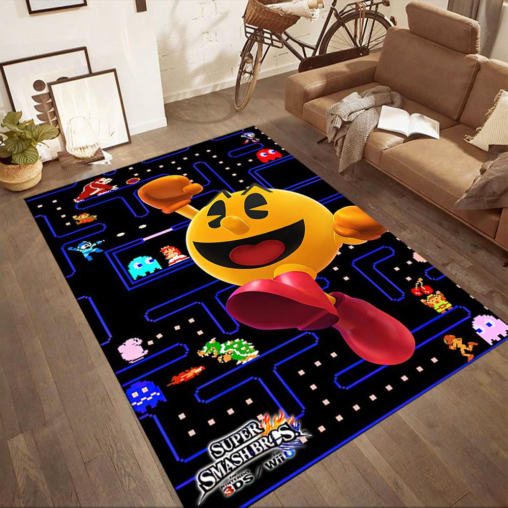 Pac-man Adventure Square rugs are a great choice for living rooms, bedrooms, home décor, and as gifts.