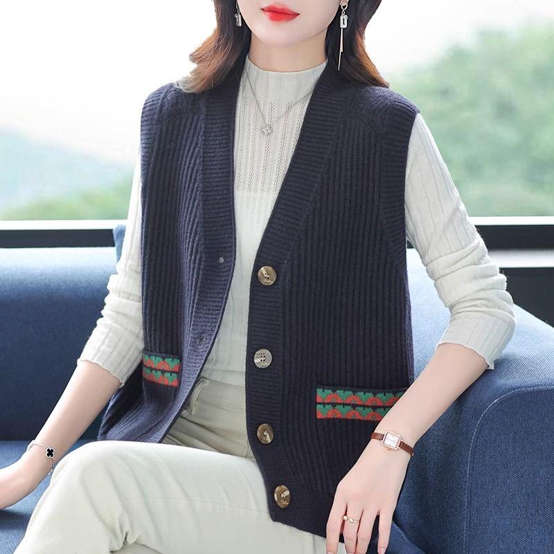 Осенний женский жилет кардиган свитер свободный и модный жилет вязаный топ весна и осень