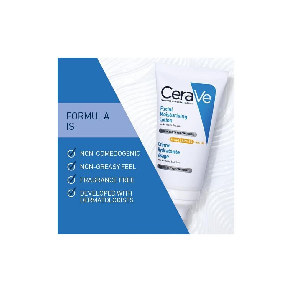  AM Facial Moisturising Lotion SPF50 with Ceramides & Vitamin E for Normal to Dry Skin 52ml