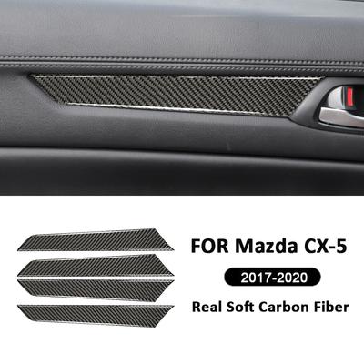 Для Mazda CX-5 2017- Углеродное волокно 4 шт. Декоративные накладки на внутренние панели дверей автомобиля, накладки на ручки-подлокотники, наклейка для декора интерьера