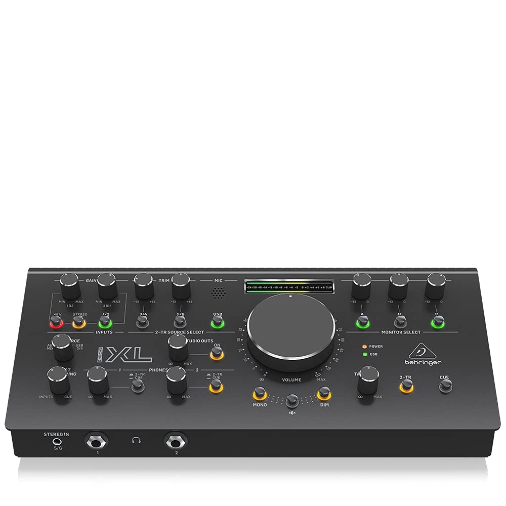 Behringer 2x4 USB Audio Interface 192kHz Compatible MIDAS Mic Preamp Talkback Microphone Studio Controller VCA Control STUDIO XL BLACK Built-in