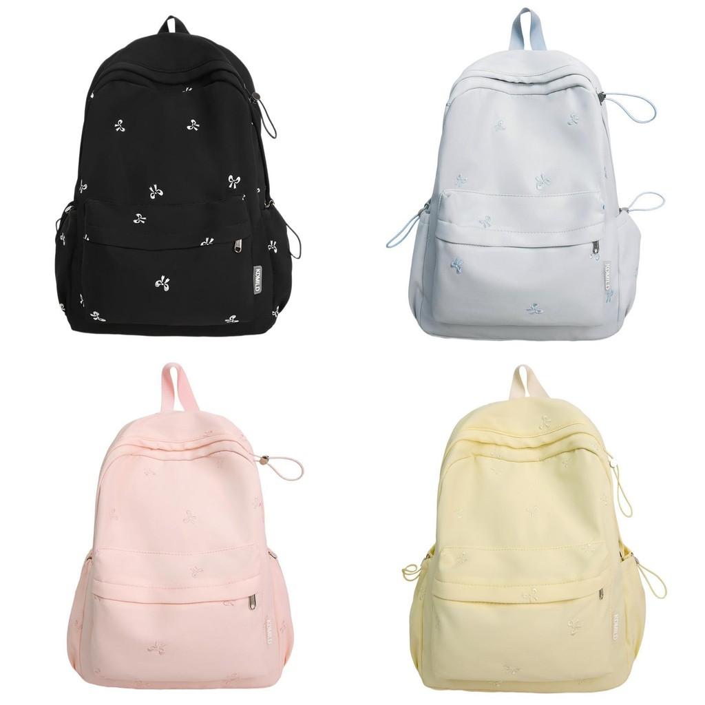 Modern Korea Pastel Butterfly Bow Printed Backpack With Nylon Material For School And Daily Use