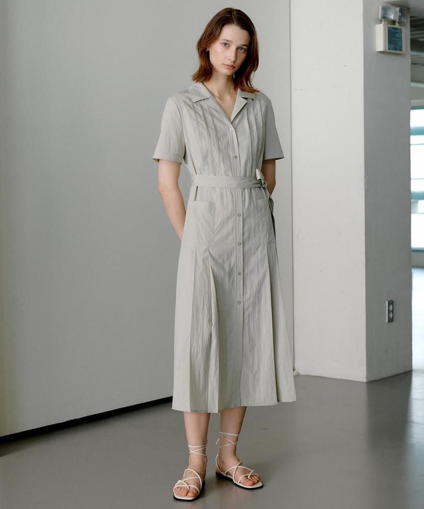 Ollibeudeollibeu Shirt-Style Pleated Dress Ow6Mo4540
