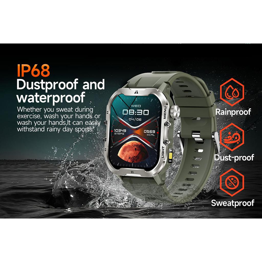 Спортивные смарт-часы для мужчин и женщин со светодиодным фонариком, сенсорным экраном 1,96 дюйма, 100+ спортивных режимов, водонепроницаемые, совместимые с BT 5.2 для Android и iPhone