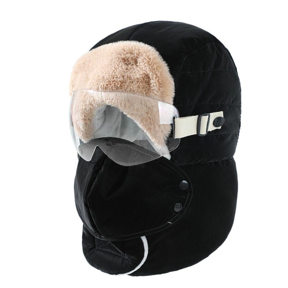 Ветрозащитная зимняя маска-очки Шапка Антизапотевание Очки Теплая лыжная шапка Простая шапка-ушанка для езды Русская
