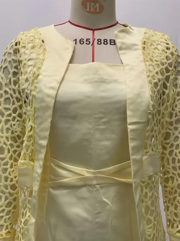 Женский комплект из цветного кружевного кардигана и платья 2025 года - включает два пальто