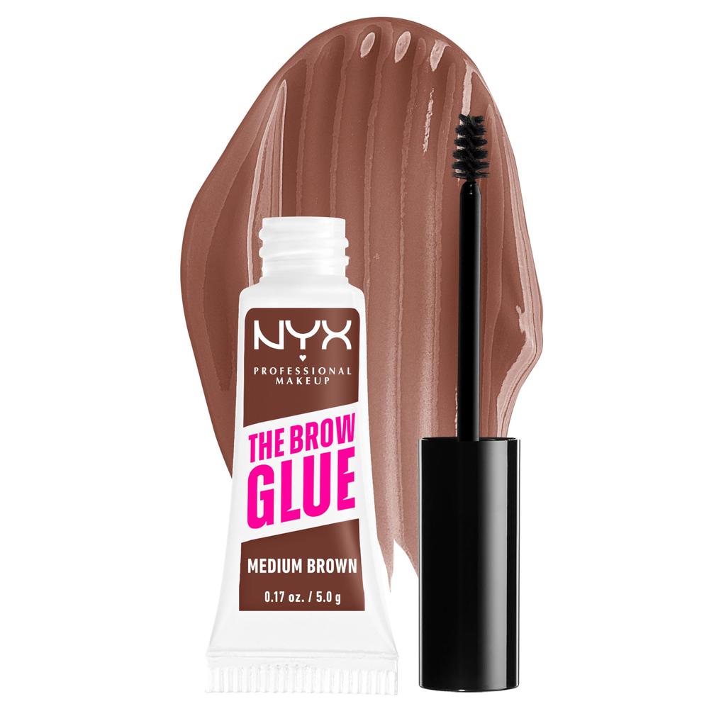 NYX PROFESSIONAL MAKEUP The Brow Glue, Гель для бровей с тинтом, Экстремальная фиксация - Средне-коричневый