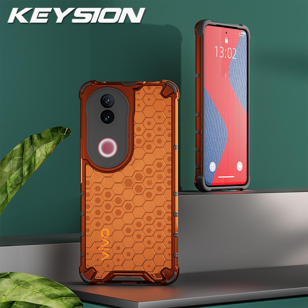 KEYSION Противоударный бронированный чехол для VIVO V50 5G Мягкий силиконовый + прозрачный сотовый чехол для телефона из поликарбоната для VIVO V50 5G