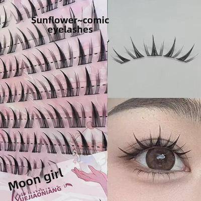 Ресницы серии Sunflower Fox от Yue Jiao Niang с натуральным черным стержнем: Толстые и тонкие фотогеничные ресницы для новичков