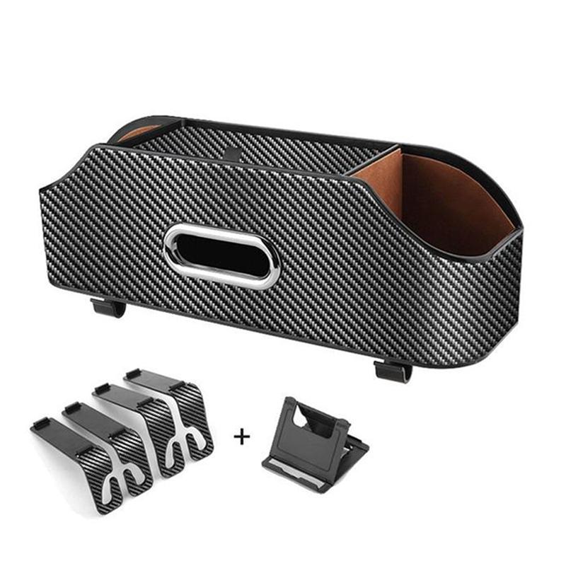 Автомобильный многофункциональный кожаный ящик для хранения салфеток под сиденьем автомобиля, бумажный пакет на заднем сиденье, держатель для стакана с водой, подвесной крючок, органайзер