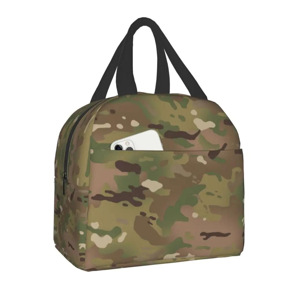 Military Camo Insulated Lunch Bag for Women Waterproof Army Camouflage Cooler Thermal Lunch Tote Office Picnic Food Bento Box
