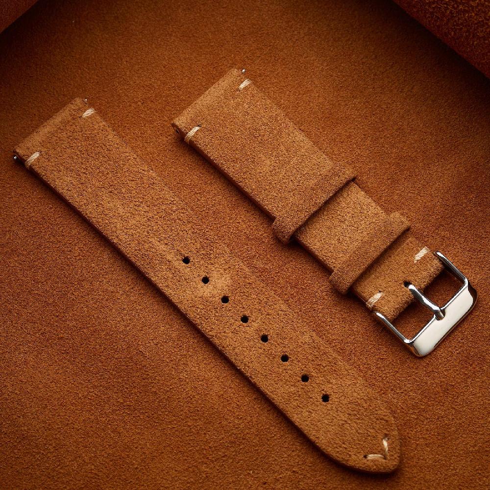 Винтажные замшевые ремешки для часов из натуральной кожи 14мм 16мм 18мм 20мм 22мм Браслет Ремешок Быстросъемный ремешок для часов для мужчин Женский браслет