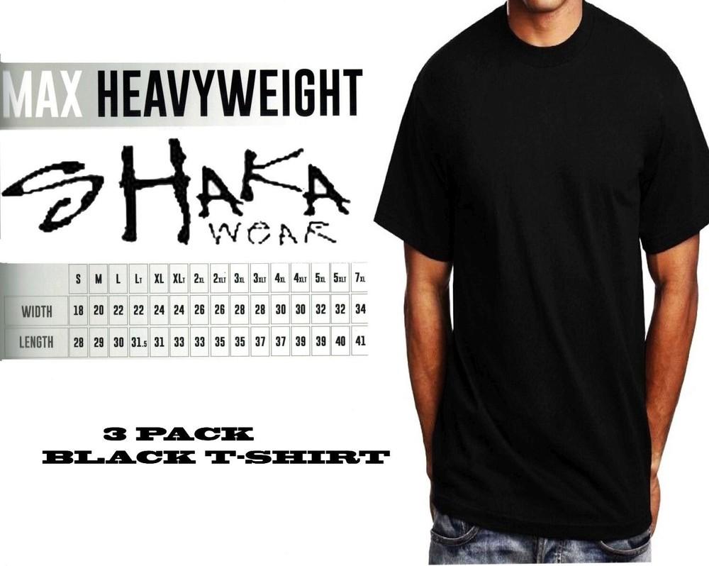 3 шт. Shaka Wear Мужская Максимально Плотная Черная Базовая Однотонная Футболка Унисекс