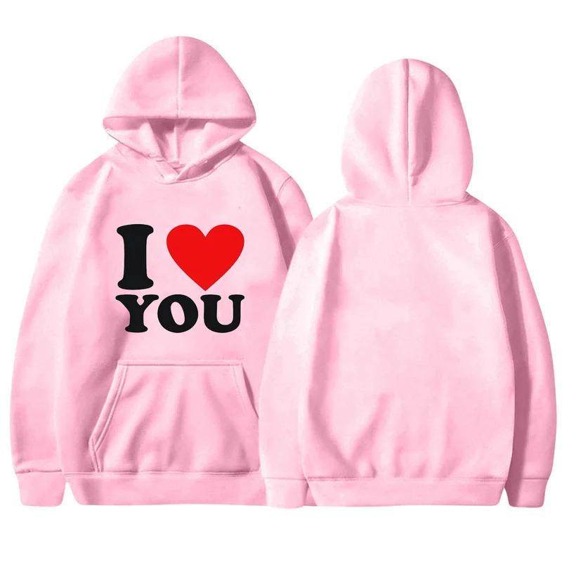 Мультфильм Аниме Пара свитер с капюшоном Европейский размер принтованный свитер с надписью «Я люблю тебя»