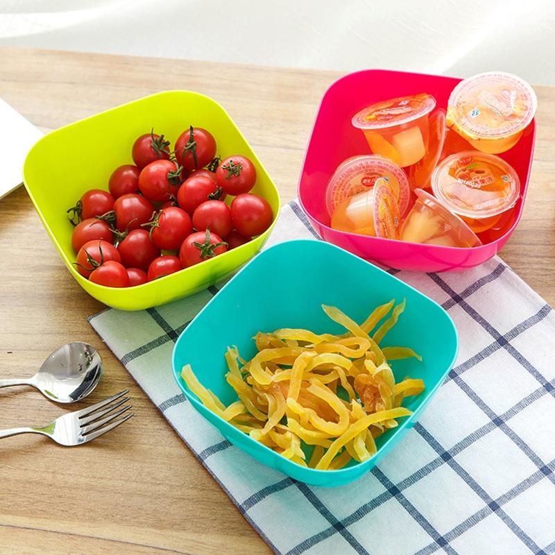 1 шт. квадратная тарелка для салата из пищевого пластика, фруктовые миски, блюдо для конфет из сухофруктов