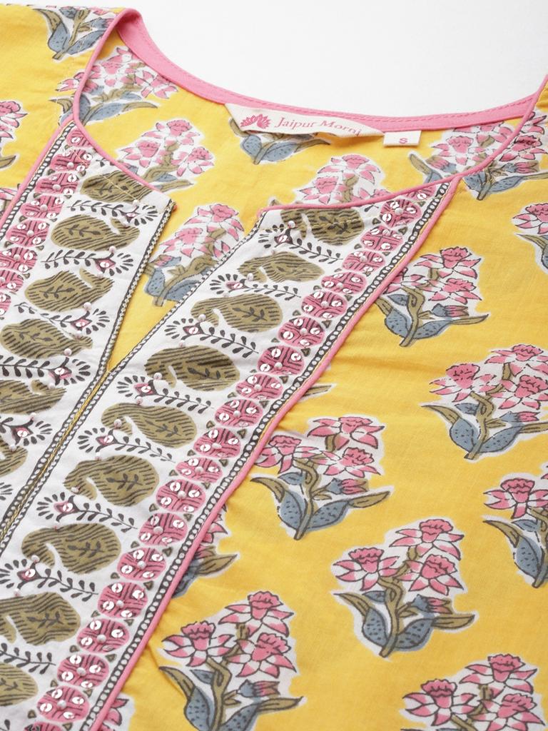 Куртка из чистого хлопка с желтым принтом и пайетками