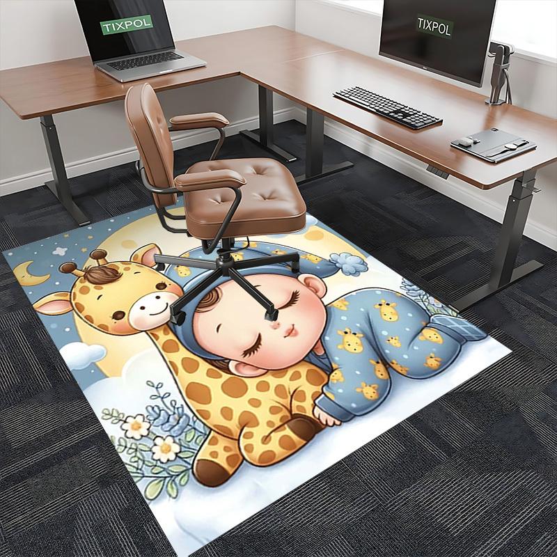 1pc Giraffe Print Chair Mat, Non-Slip Carpet for Office Chairs, Suitable for Home Decor, Living Room, Bedroom, Game Room, Festive Gift, All Seasons Un
