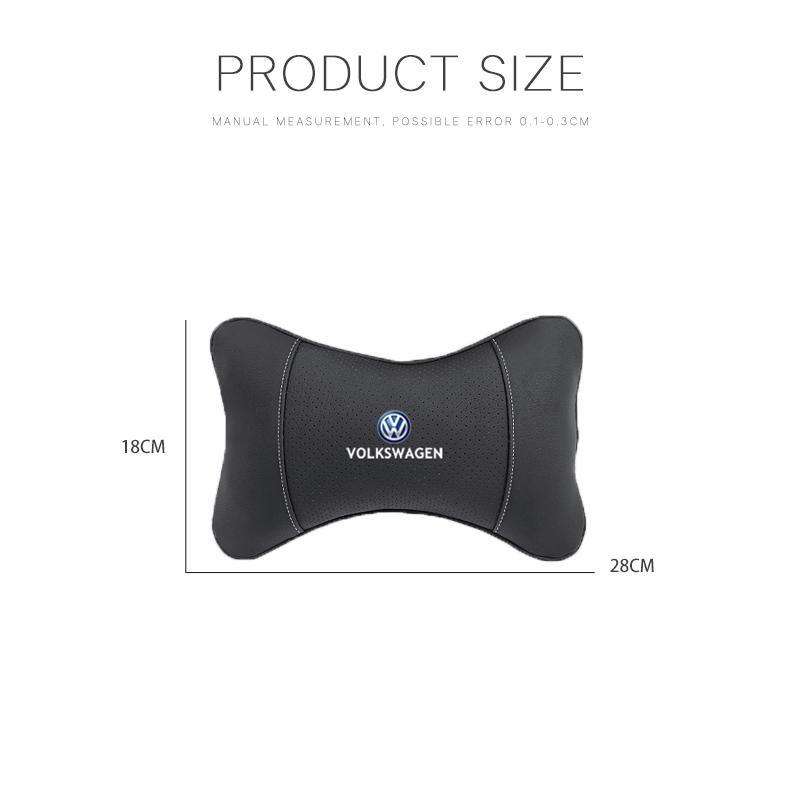 2026 Hot For Volkswagen VW 1Pcs Leather Car Logo Headrest Seat Neck Protection Pillow For VW GTI Polo Golf 6 7 8 Passat CC Tigua