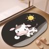 Новый мультяшный милый овальный коврик для пола из диатомовой грязи с животными, ванный коврик с высокой водопоглощающей способностью и быстрой сушкой, нескользящий коврик для детской комнаты