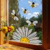 20 Inch Adorable Bees Style Glass Sticker Honeybee Wall Decals, Flower Window Stickers Art Decor For Home Offices Classroom