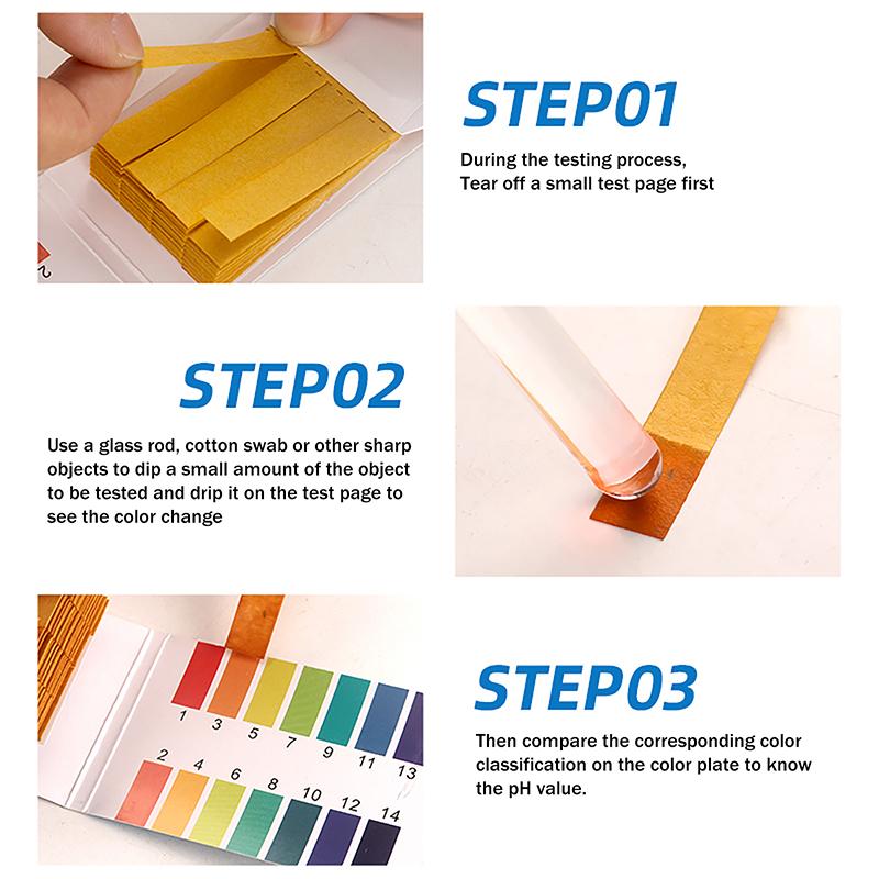 400 шт./5 книг Профессиональная лакмусовая бумага pH 1-14 Тест-полоски pH Вода Косметика Почва Тест-полоски для определения кислотности с контрольной картой