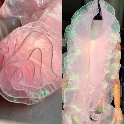 Мода 1 ярд Градиентная кружевная ткань 15 см шириной DIY Плиссированная кружевная лента Прозрачная ткань органза Пэчворк Декор Аксессуар для платья