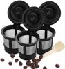 Многоразовые кофейные капсулы, Заполняемая капсула K-Cup, Корзина для заваривания на одну порцию с ложкой и щеткой, 3 кофейные капсулы, Объем 51-100 мл,