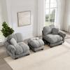 2-Seater Chenille Sofa, L-Shaped Modular Corner, Quilted Design, Thick Seat Cushions, with Mobile Ottoman, Easy to Assemble, Light Gray
