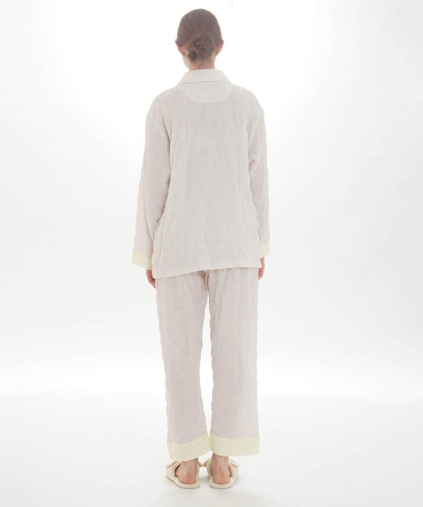 Narue Shirred Double Gauze Solid Pajama Gray Women's Two-Tone Set,