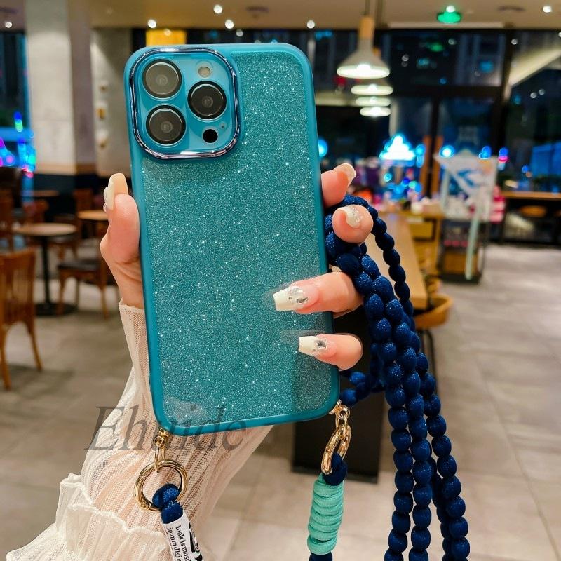 Плюшевый чехол-ремешок для Xiaomi POCO X6 Pro F6 M6 X5 F5 X3 F3 Redmi Note 13 Pro Plus, блестящий, мягкий ТПУ, милый чехол с ремешком-шнурком через плечо