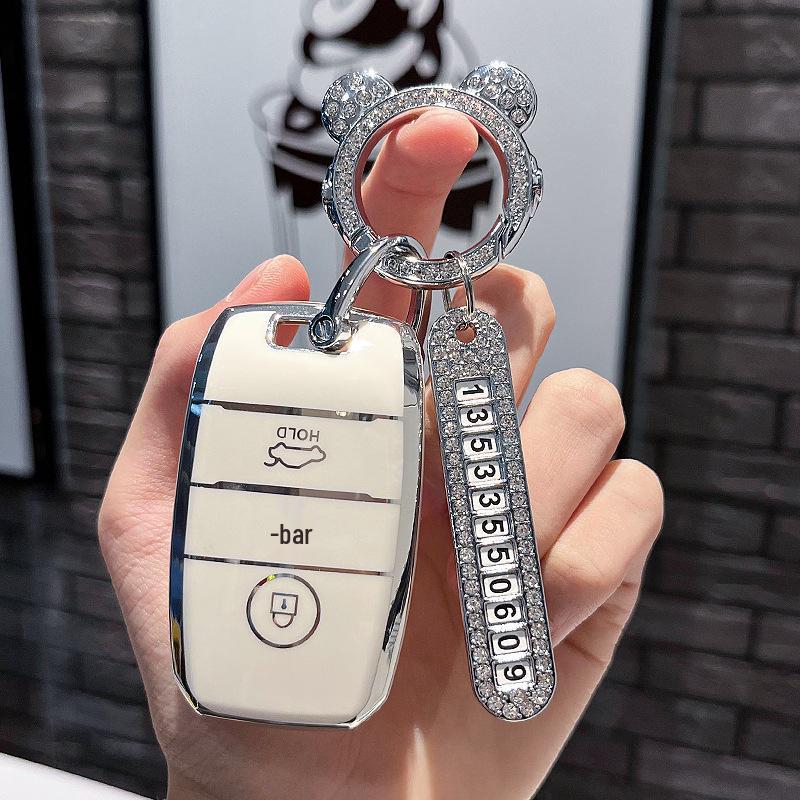 Чехол для ключа Kia: Совместимо с моделями K3, K5, K2, KX3, KX5, Zhipao, Ace, Yipao, Aopao, Kaiku (женский дизайн)
