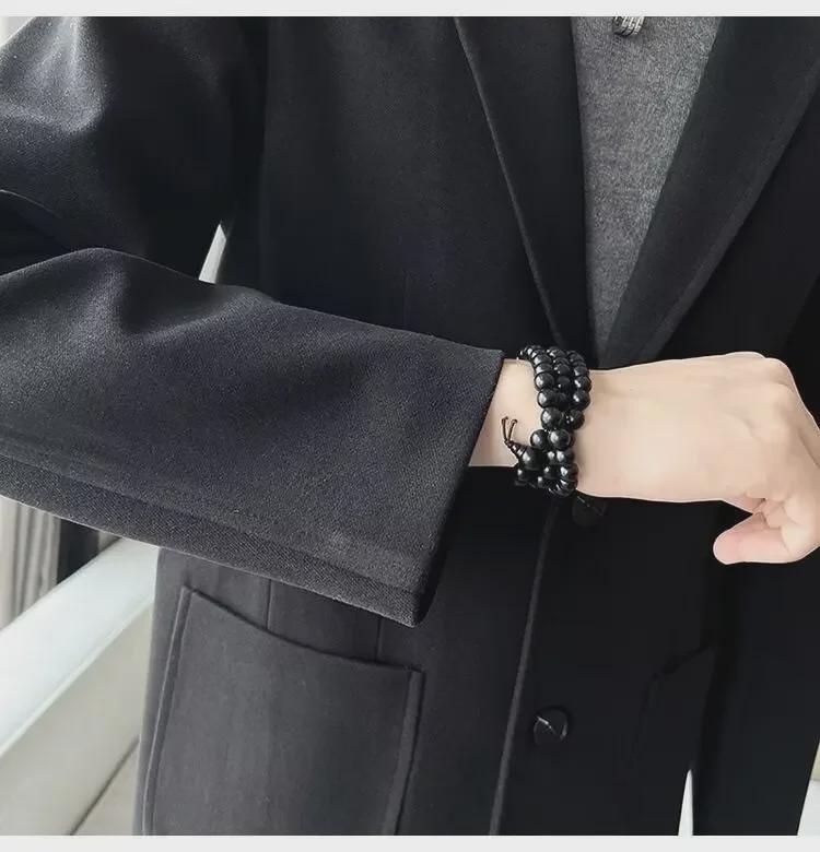 Men's Trendy Korean Wool Suit Jacket for Casual or Light Business Wear