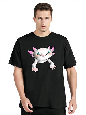 Ахолотль Axolotl Футболка оверсайз Летняя мужская одежда Японская фитнес Фитнес футболка Аниме мода Хлопковая футболка Дизайнерская
