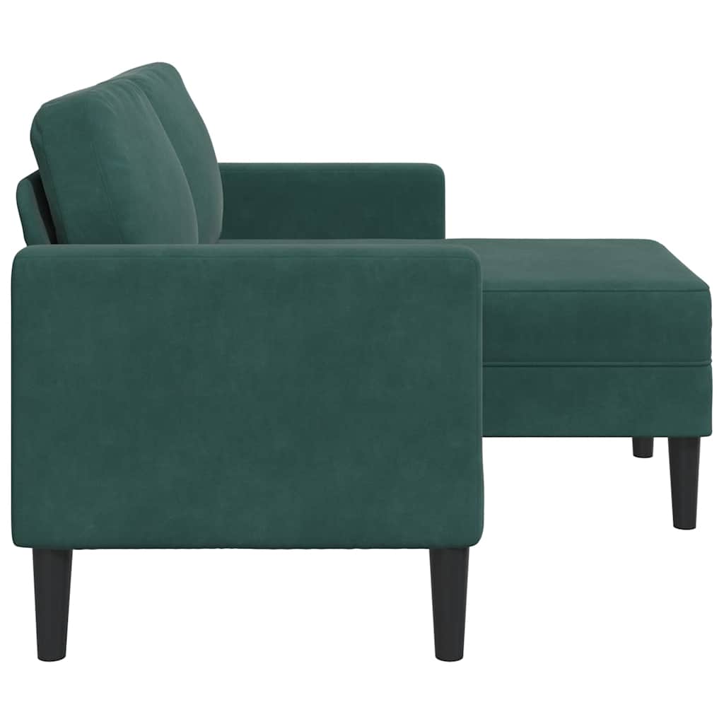 2 Seater L Shaped Sofa with Chaise Longue Dark Green 125 cm Velvet