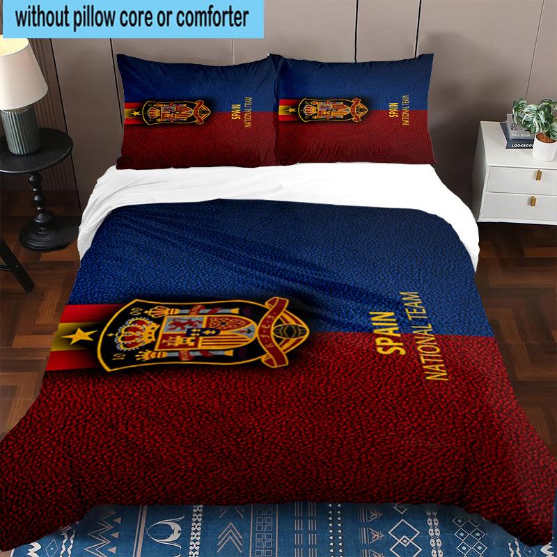 3pcs Spain FC Crest Printed Bedding Set Duvet Cover Closure Includes 1 Duvet Cover & 2 Pillowcases Bedding Sets Home Decor Gifts